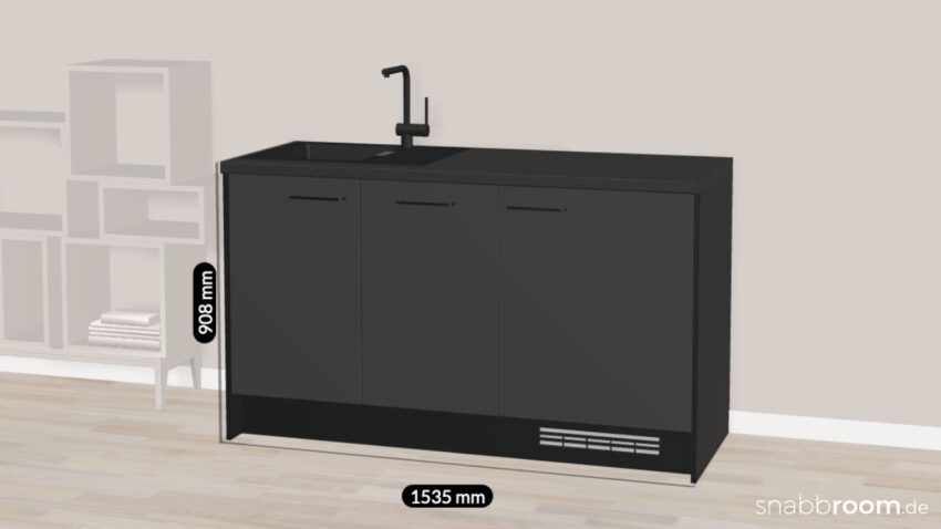 nobilia Büroküche Office SGK153, 153,5 cm, Spüle, Geschirrspüler, Kühlschrank