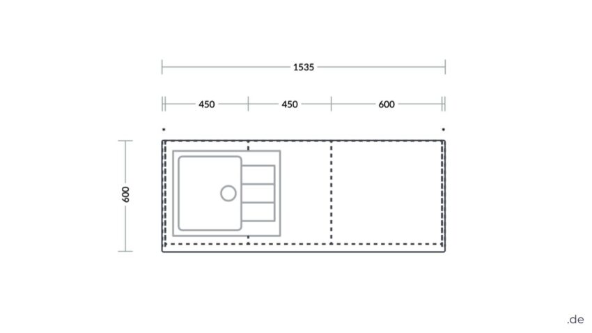 nobilia Büroküche Office SGK153, 153,5 cm, Spüle, Geschirrspüler, Kühlschrank